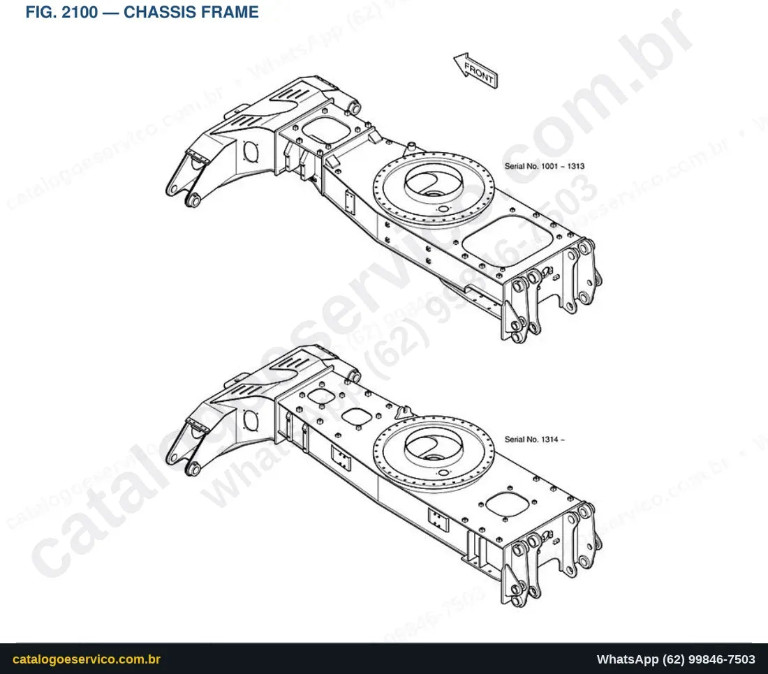 Vista explodida Chassis Frame - Catálogo de Peças Doosan Solar 200W-V