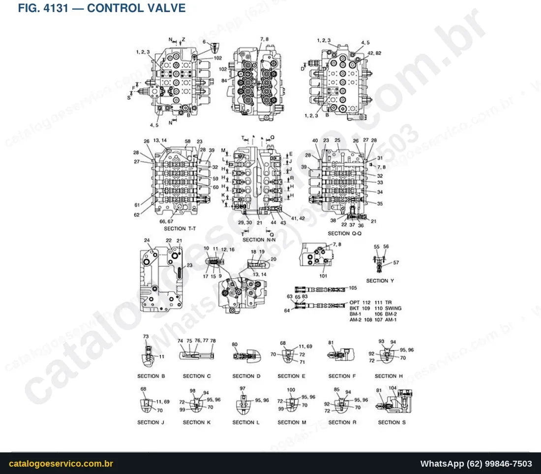 Vista explodida Control Valve - Catálogo de Peças Doosan Solar 200W-V