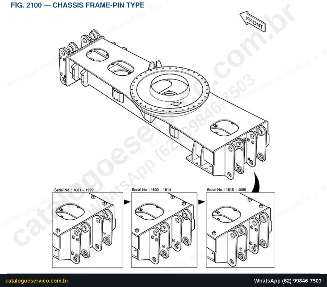 Vista explodida Chassis Frame-Pin Type - Catálogo de Peças Doosan Solar 210W-V (DI EXP)