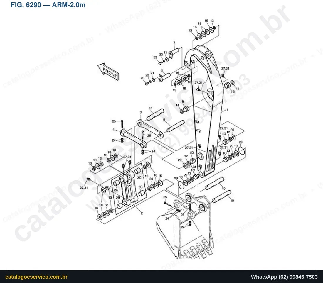 Vista explodida Arm-2.0M - Catálogo de Peças Doosan Solar 210W-V (DI EXP)