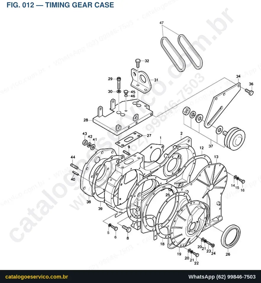 Vista explodida Timing Gear Case - Catálogo de Peças Doosan Solar 220LC-III
