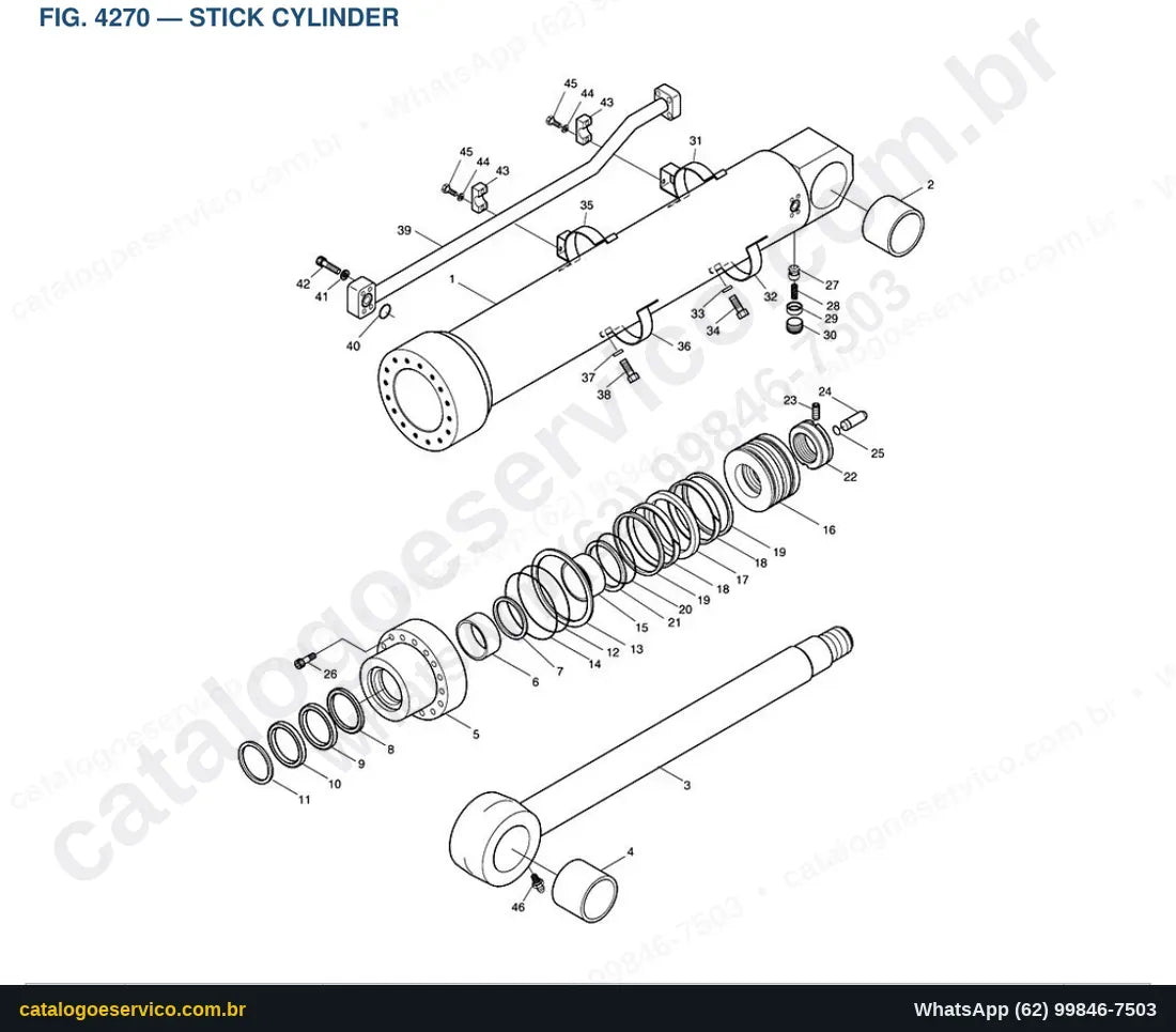 Vista explodida Stick Cylinder - Catálogo de Peças Doosan Solar 220LL