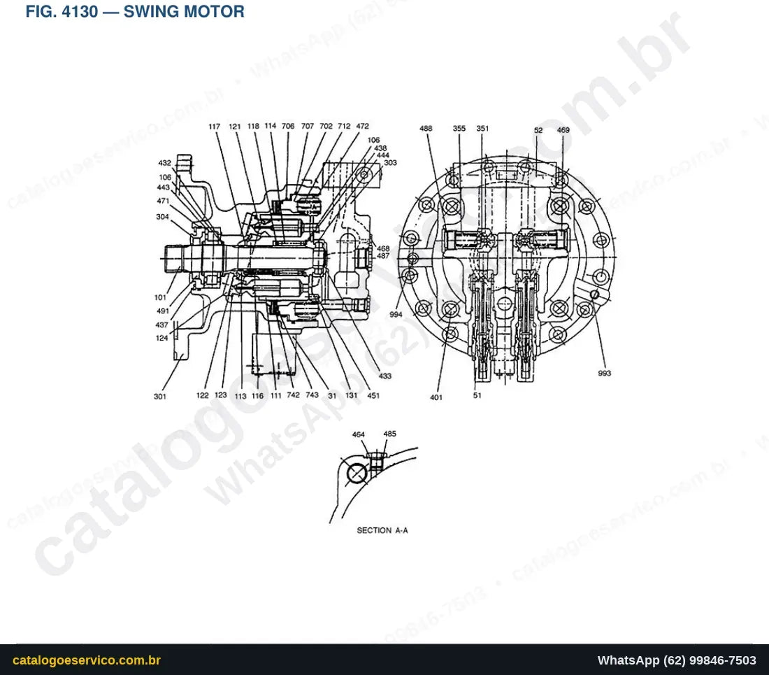 Vista explodida Swing Motor - Catálogo de Peças Doosan Solar 220N-V