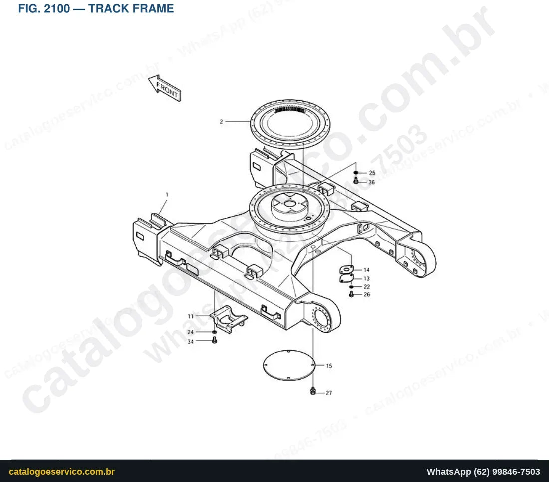 Vista explodida Track Frame - Catálogo de Peças Doosan Solar 225LC-V (DIEU EXP)