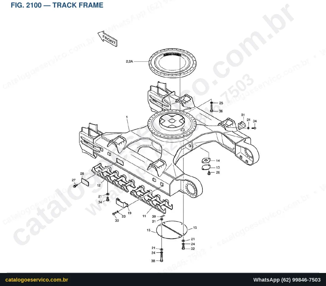 Vista explodida Track Frame - Catálogo de Peças Doosan Solar 225LL