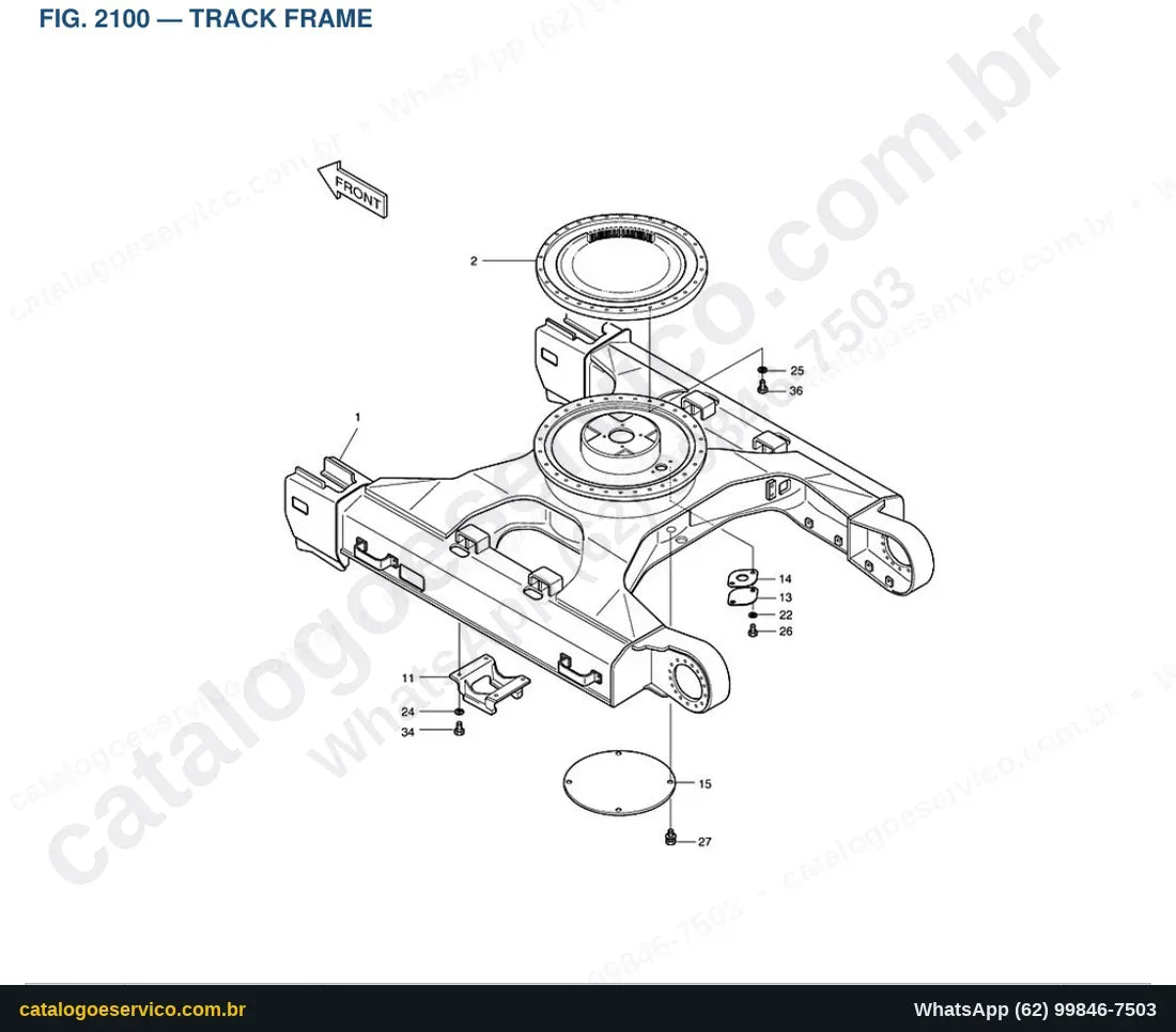 Vista explodida Track Frame - Catálogo de Peças Doosan Solar 230LC-V