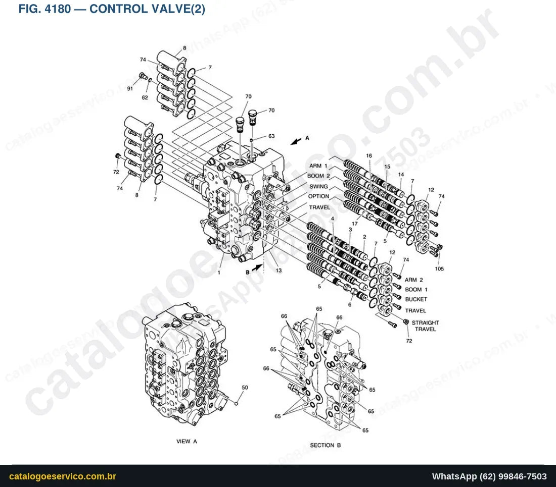 Vista explodida Control Valve(2) - Catálogo de Peças Doosan Solar 230LC-V