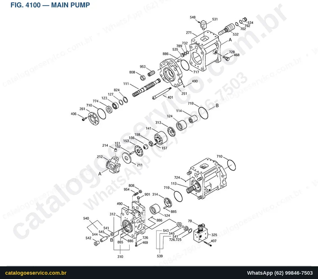 Vista explodida Main Pump - Catálogo de Peças Doosan Solar 290LC-V (DIEU EXP)