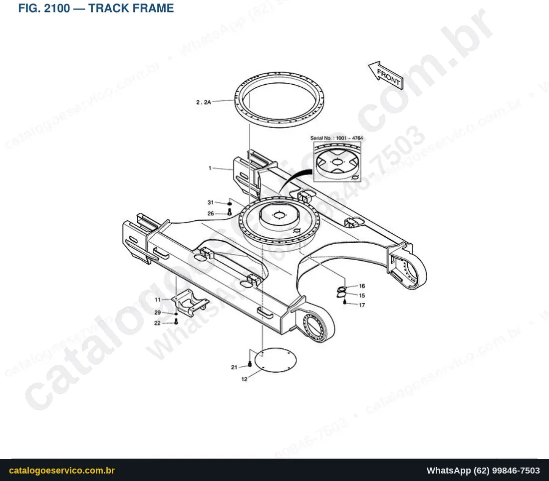Vista explodida Track Frame - Catálogo de Peças Doosan Solar 300LC-V