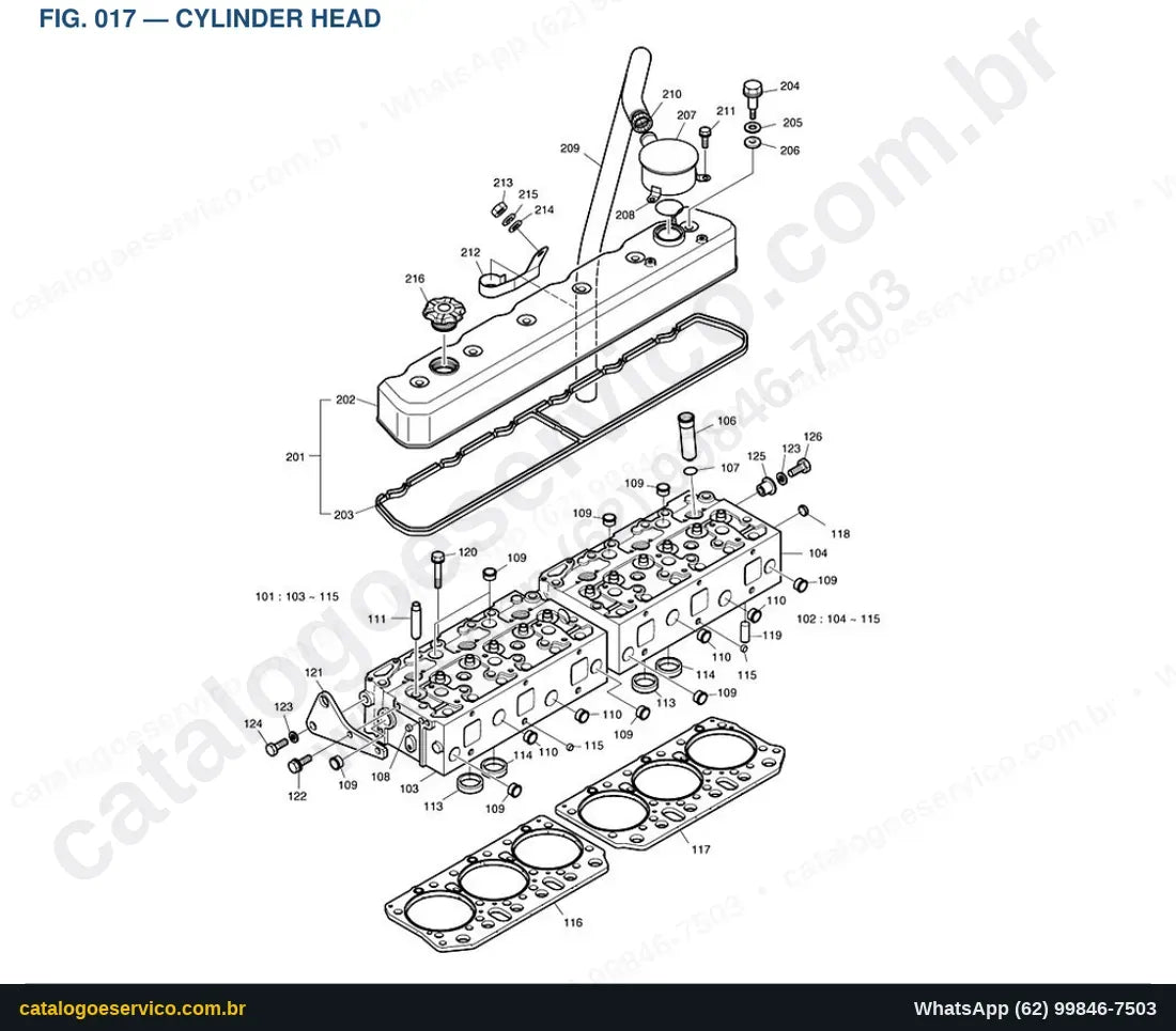 Vista explodida Cylinder Head - Catálogo de Peças Doosan Solar 330LC-V