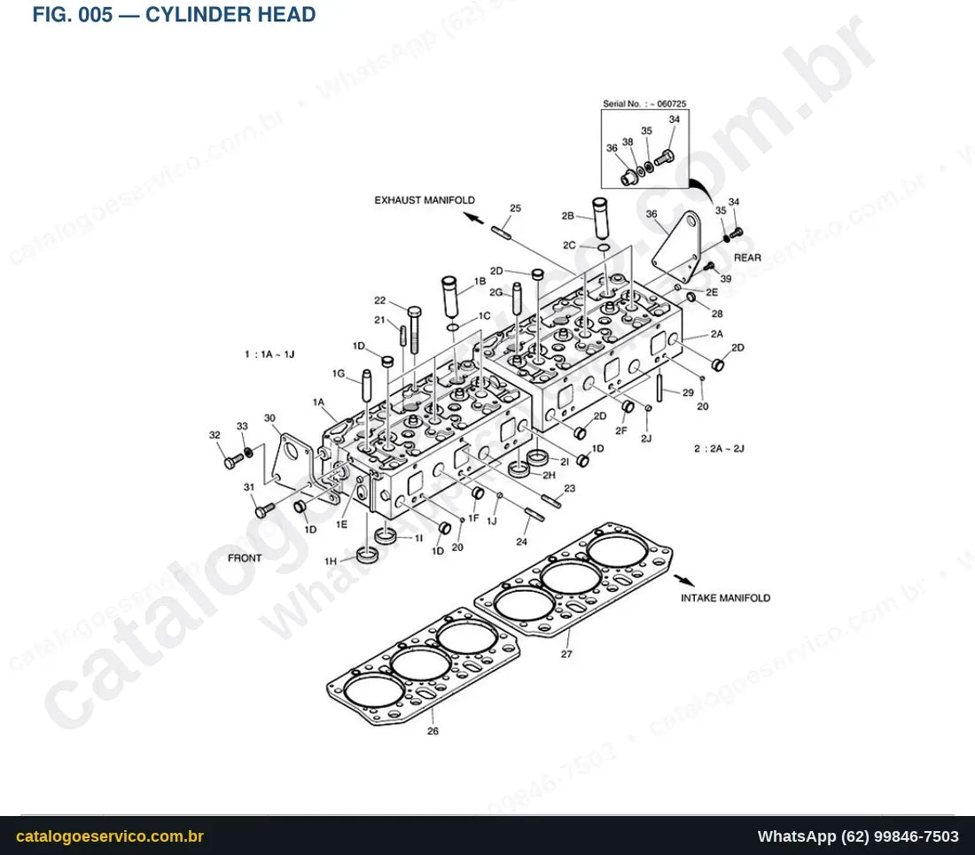 Vista explodida Cylinder Head - Catálogo de Peças Doosan Solar 340LC-V