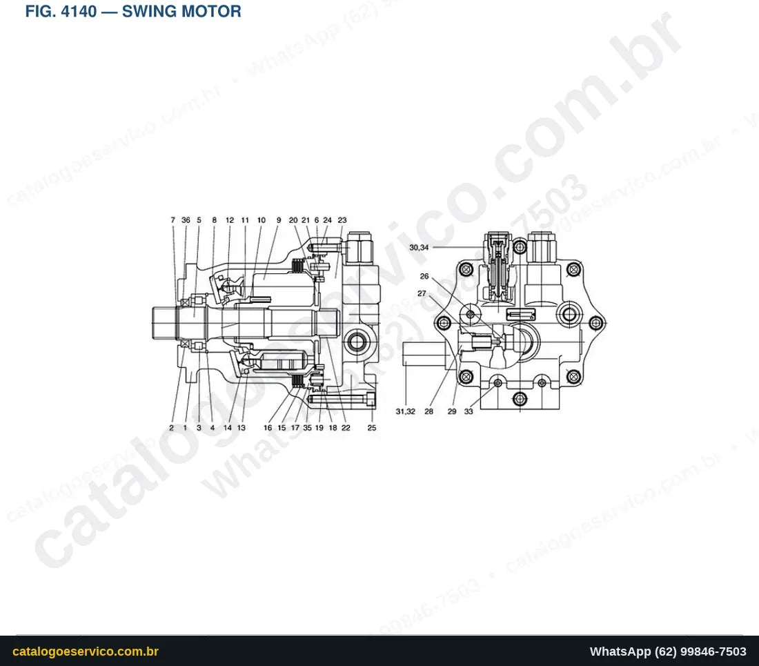 Vista explodida Swing Motor - Catálogo de Peças Doosan Solar 340LC-V