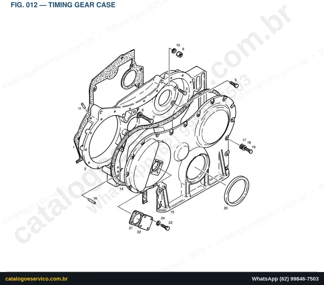 Vista explodida Timing Gear Case - Catálogo de Peças Doosan Solar 400LC-III