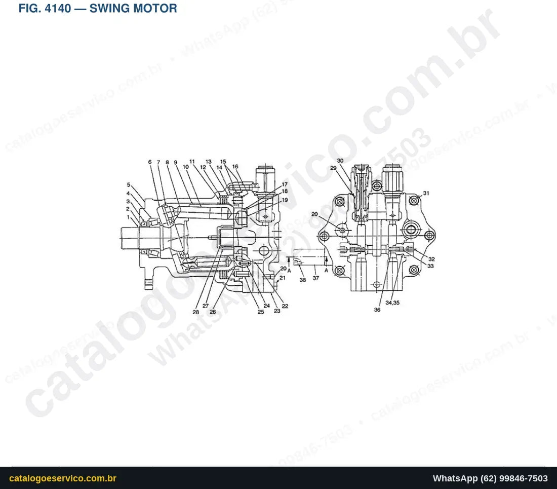 Vista explodida Swing Motor - Catálogo de Peças Doosan Solar 400LC-V