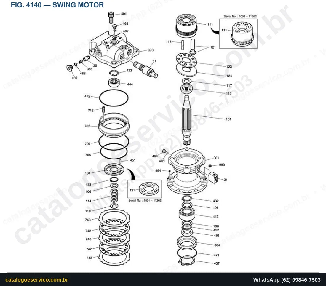 Vista explodida Swing Motor - Catálogo de Peças Doosan Solar 470LC-V