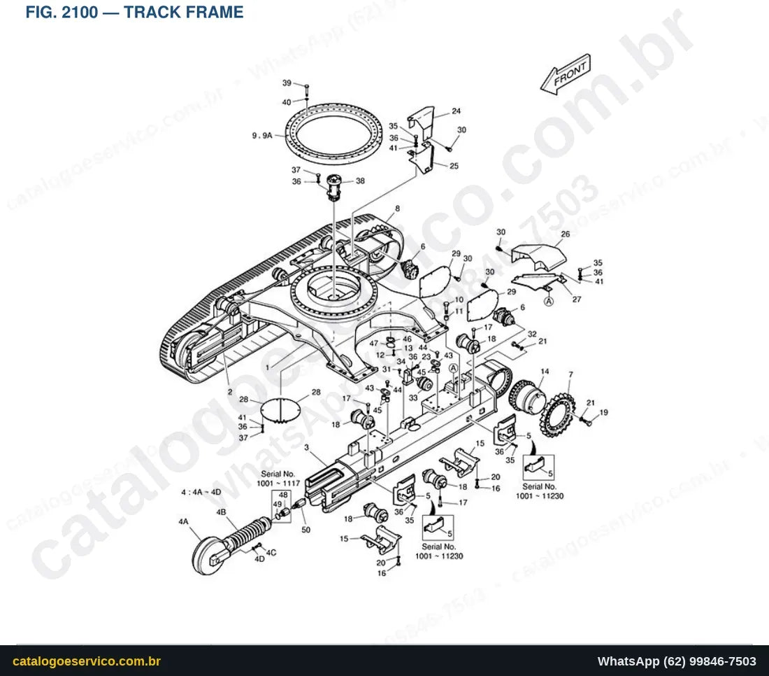 Vista explodida Track Frame - Catálogo de Peças Doosan Solar 500LC-V