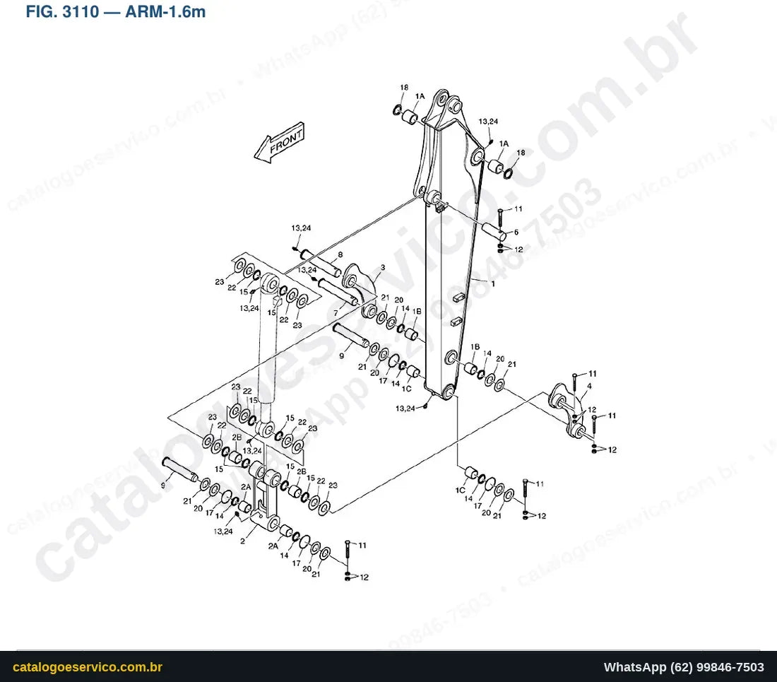 Vista explodida Arm-1.6M - Catálogo de Peças Doosan Solar 55W-V Plus