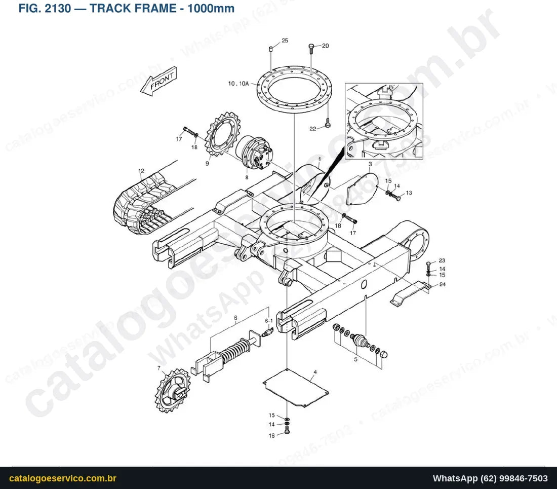 Vista explodida Track Frame - 1000Mm - Catálogo de Peças Doosan Solar DX18