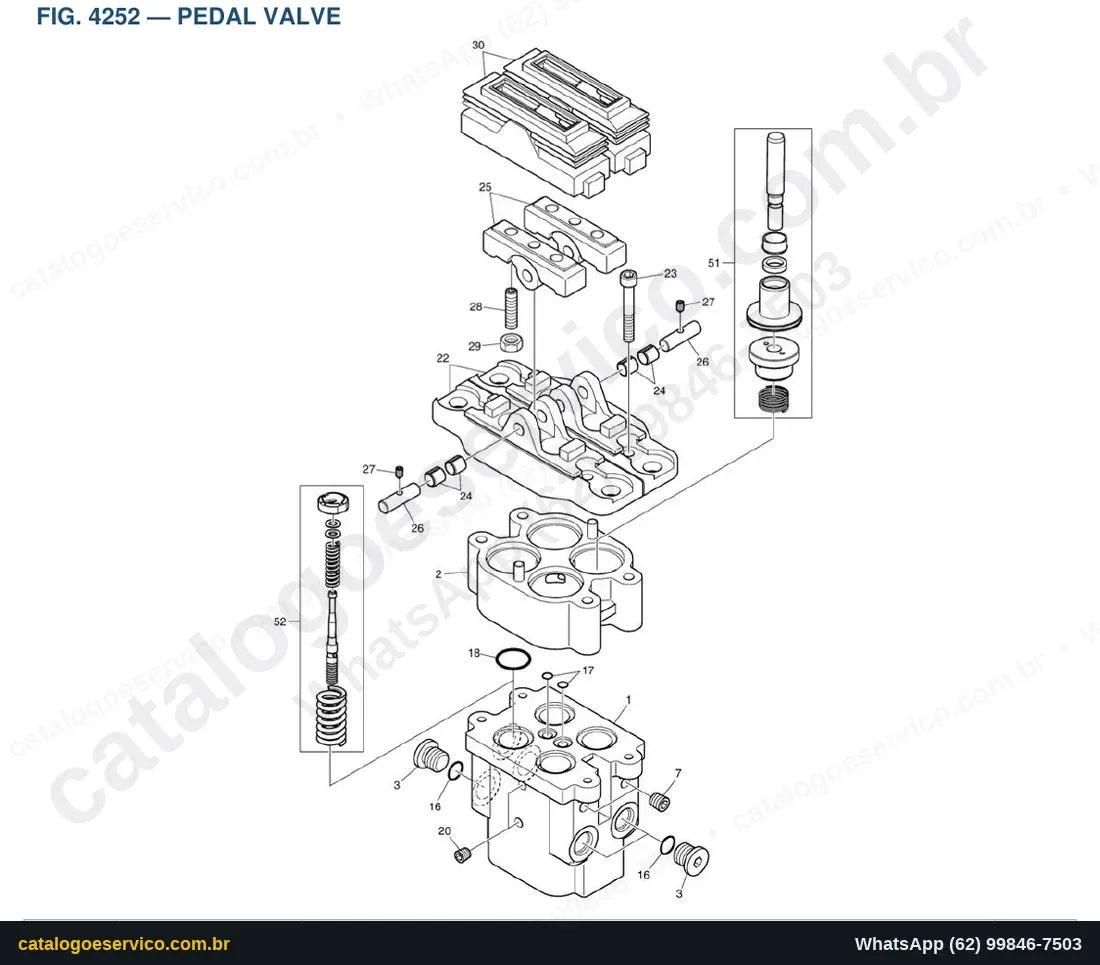 Vista explodida Pedal Valve - Catálogo de Peças Doosan Solar DX35Z