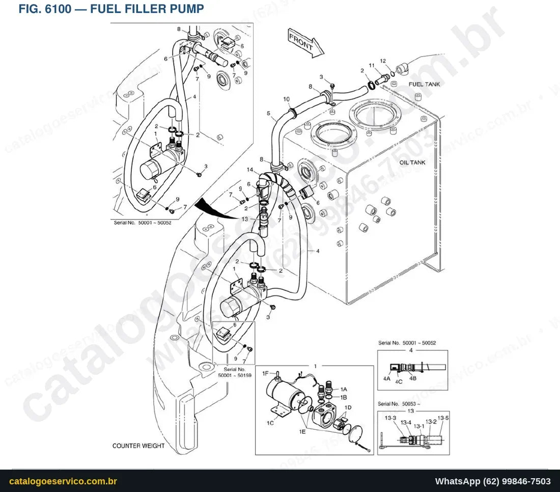 Vista explodida Fuel Filler Pump - Catálogo de Peças Doosan Solar DX80R