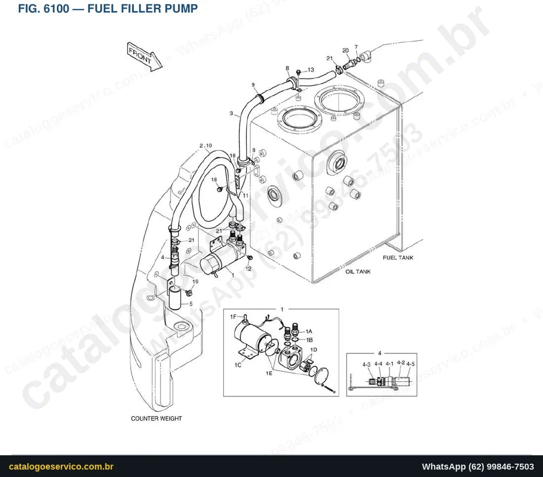 Vista explodida Fuel Filler Pump - Catálogo de Peças Doosan Solar DX85R-3