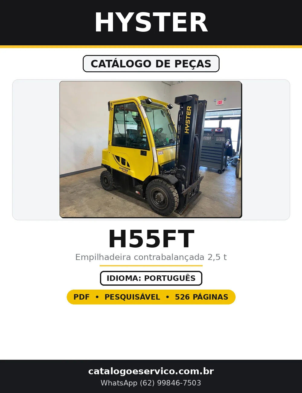 Capa do Catálogo de Peças Hyster H55FT em PDF com 526 páginas