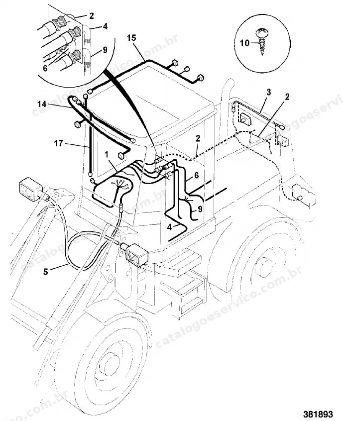 Catálogo de peças JCB 411 — vista explodida 3 de 4