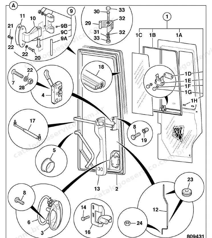 Catálogo de peças JCB 411 — vista explodida 4 de 4