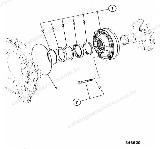 Catálogo de peças JCB 446 — vista explodida 1 de 4