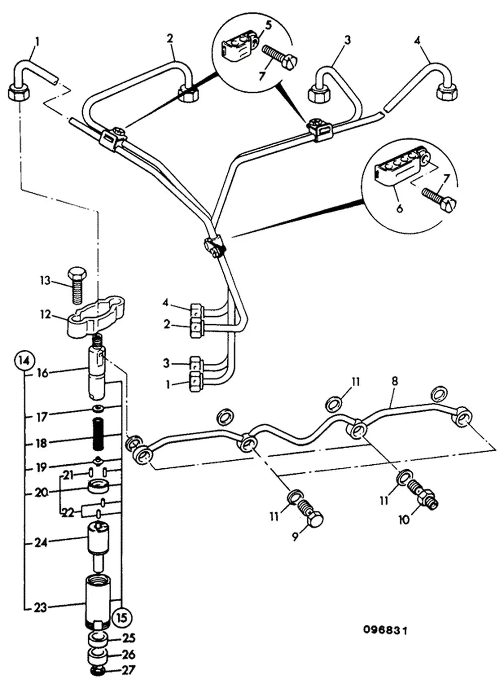 Tubos e bicos de injeção do motor — Catálogo de Peças JCB 926-2