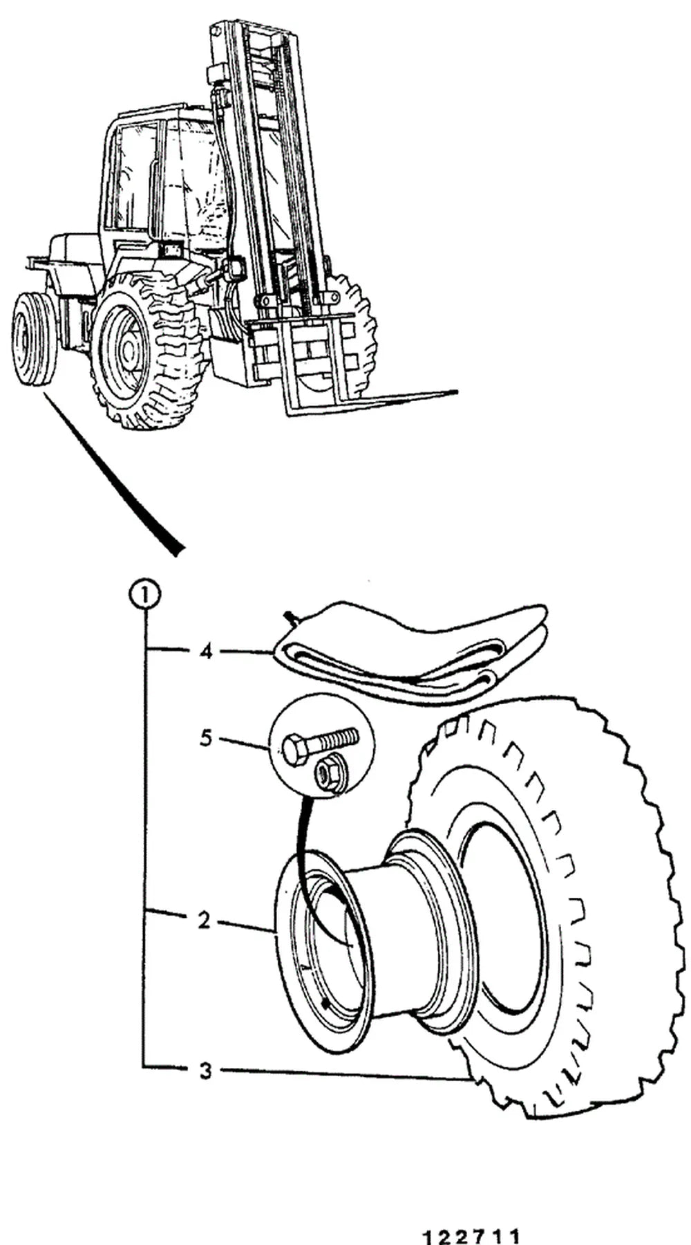 Roda e pneu da empilhadeira — Catálogo de Peças JCB 926-2