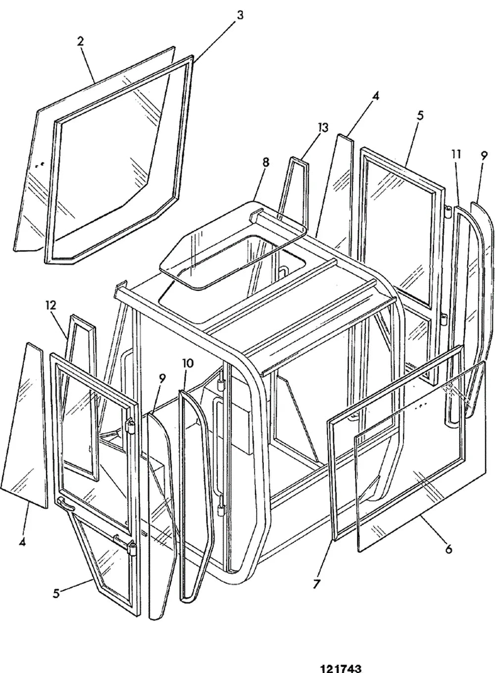 Vidros e estrutura da cabine — Catálogo de Peças JCB 926-2