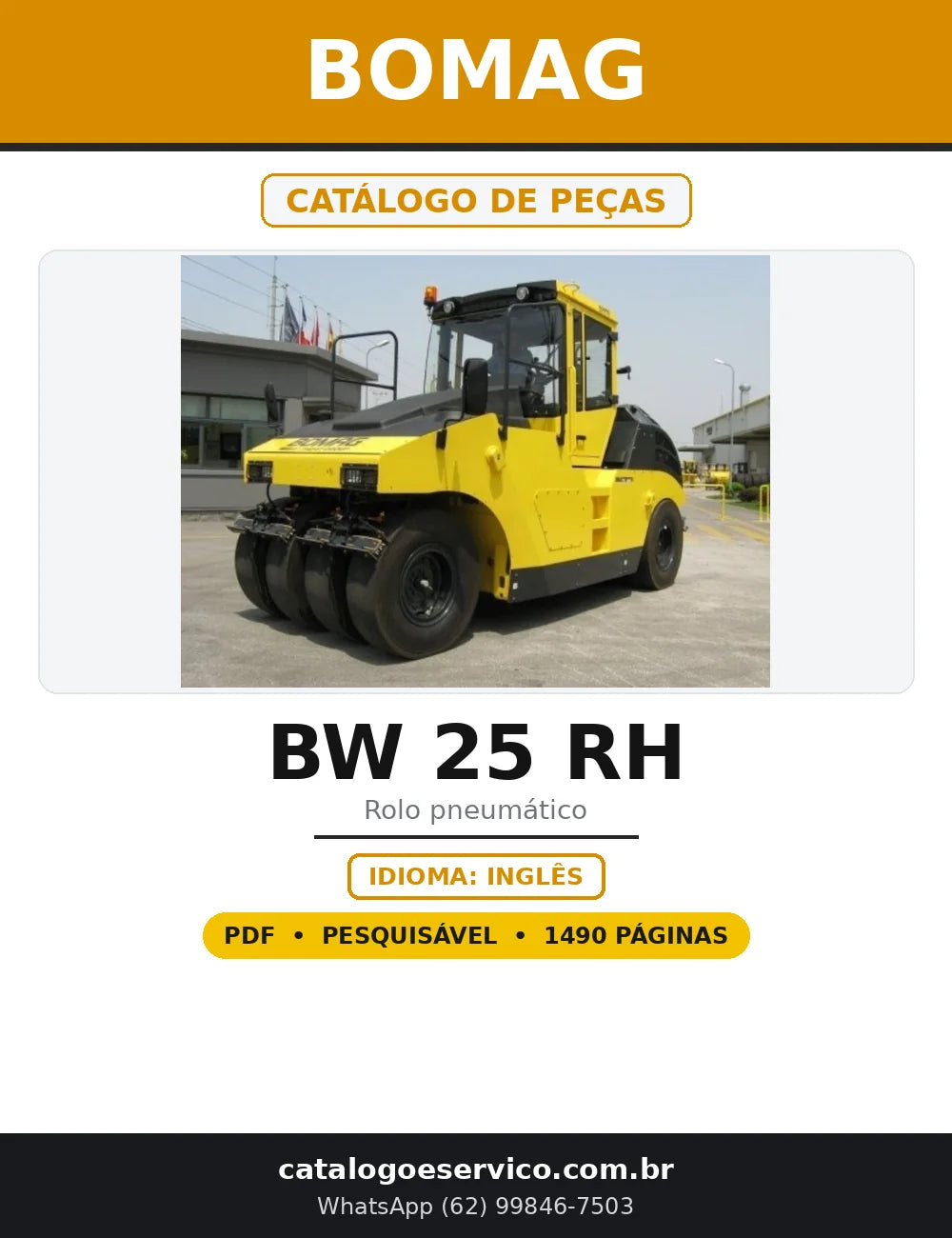 Capa do Catálogo de Peças BOMAG BW 25 RH em PDF com 1.490 páginas
