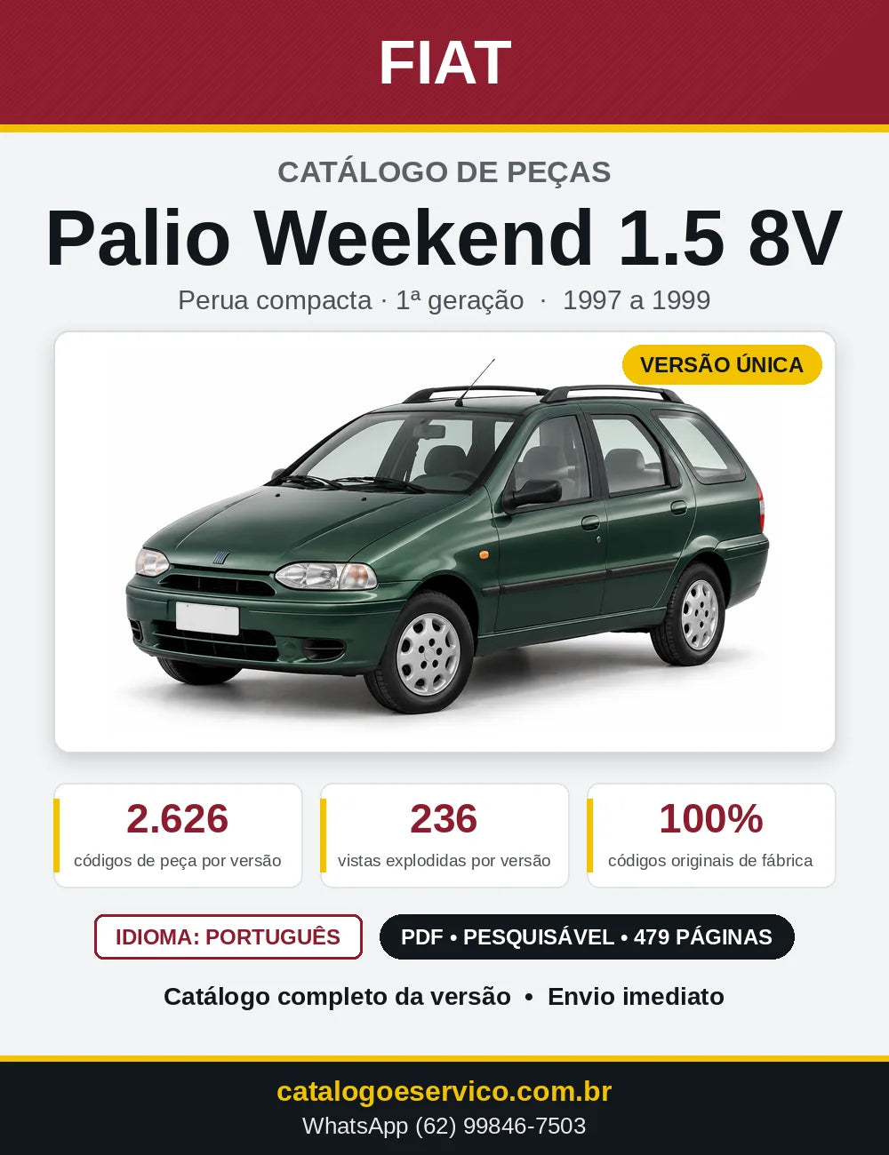Capa do Catálogo de Peças Fiat Palio Weekend 1.5 8V 1997 a 1999