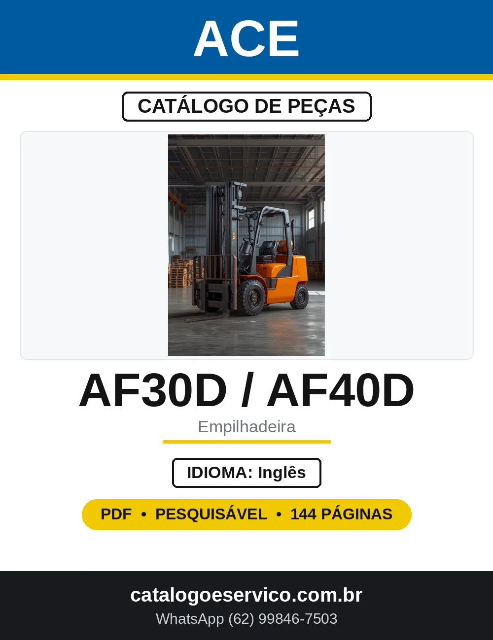 Catálogo de Peças ACE AF30D e AF40D Empilhadeira — capa