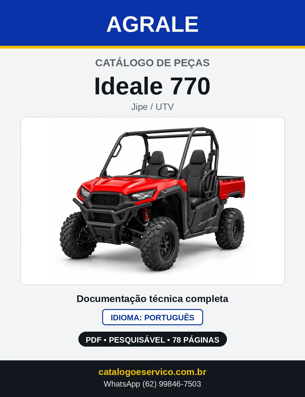 Capa do Catálogo de Peças Agrale Ideale 770 em PDF