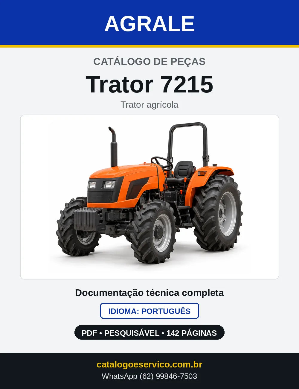 Capa do Catálogo de Peças Agrale Trator 7215 em PDF