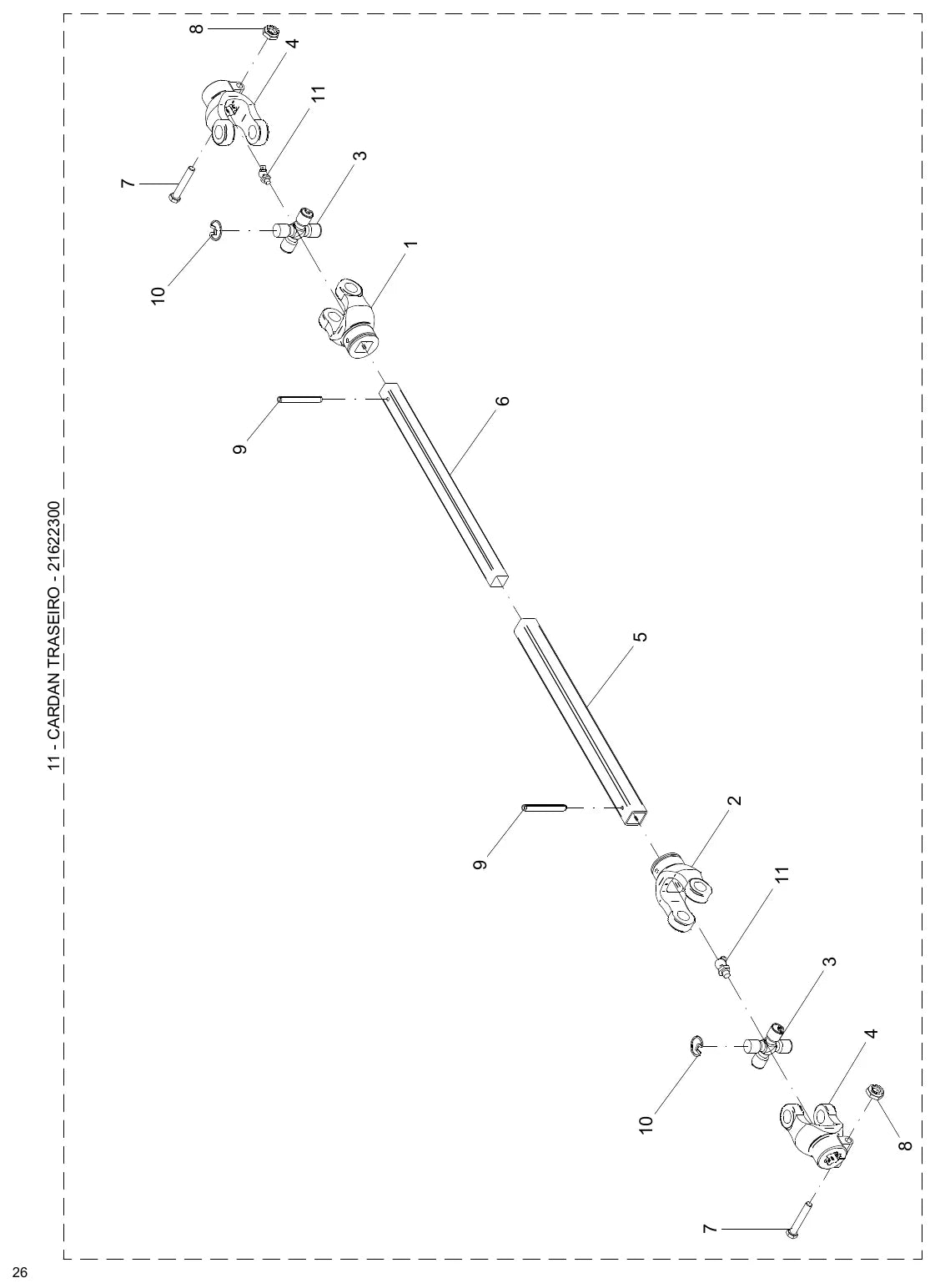Página ilustrada do Catálogo de Peças JAN Tanker 8.000-15.000 com as posições numeradas