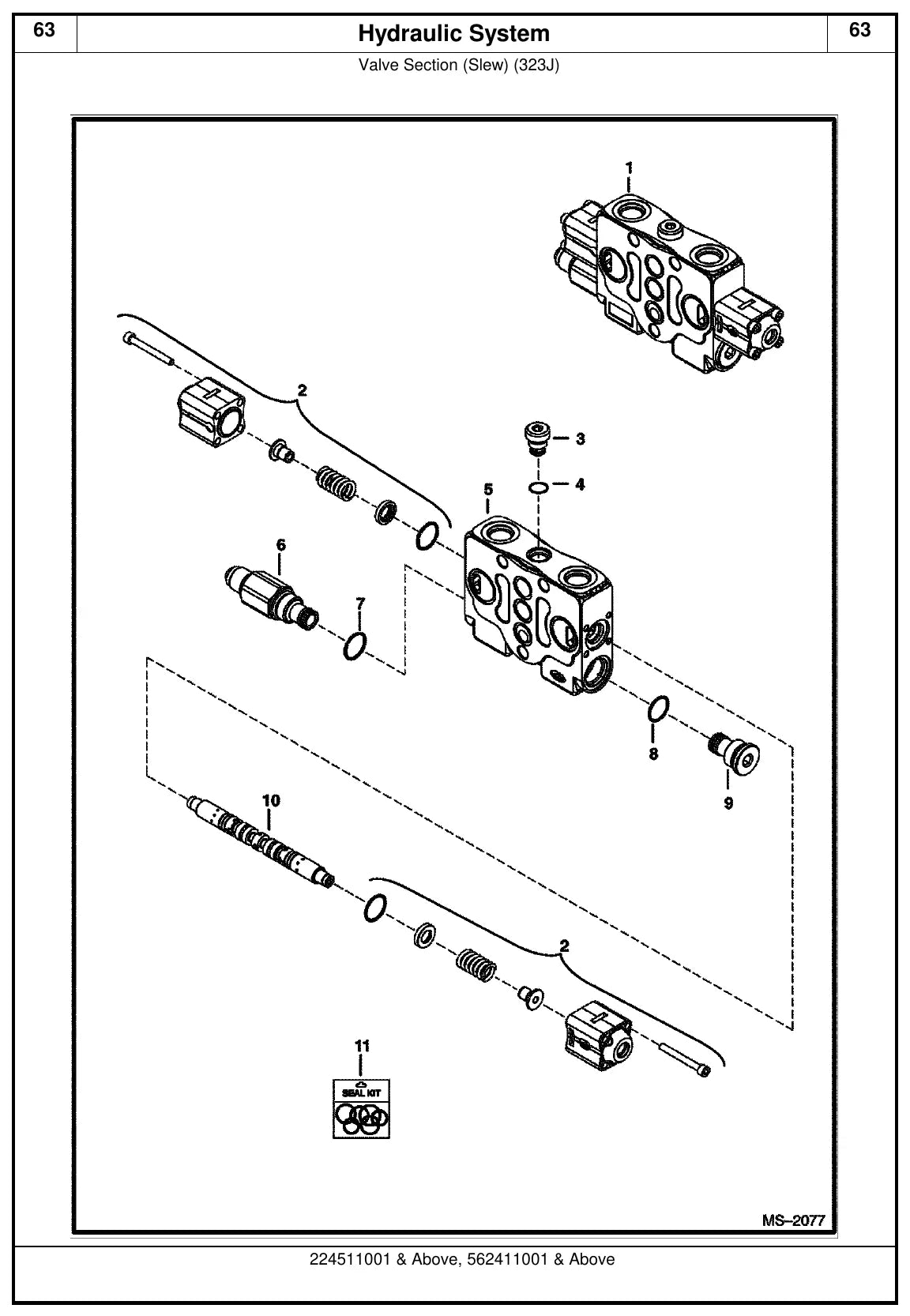 Página ilustrada do Catálogo de Peças Bobcat 320 com as posições numeradas