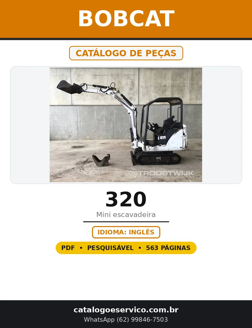 Capa do Catálogo de Peças Bobcat 320 em PDF com 563 páginas