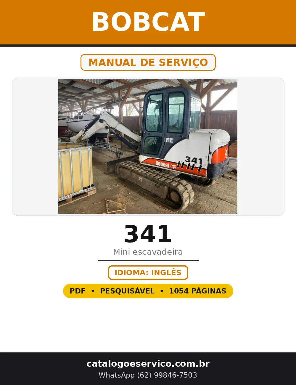 Capa do Manual de Serviço Bobcat 341 em PDF com 1.054 páginas