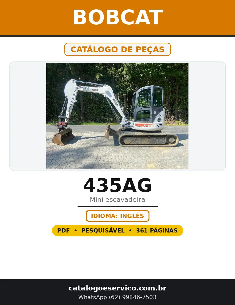 Capa do Catálogo de Peças Bobcat 435AG em PDF com 361 páginas