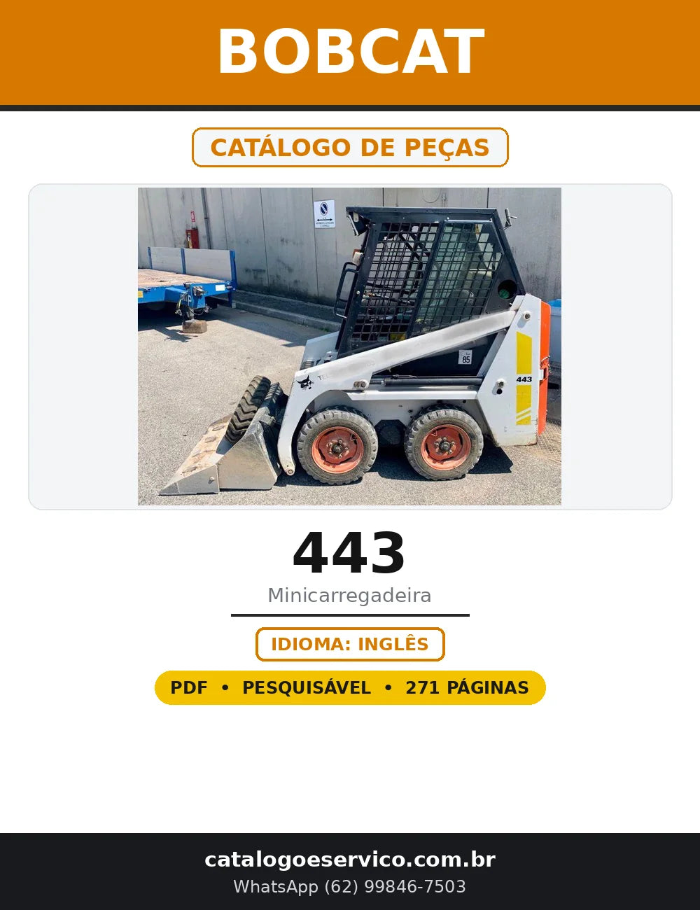 Capa do Catálogo de Peças Bobcat 443 em PDF com 271 páginas