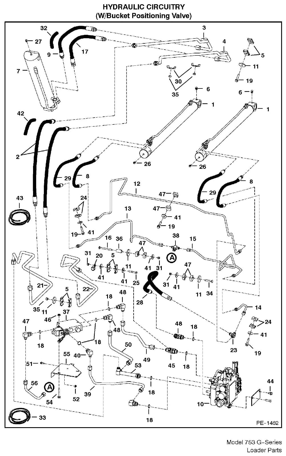 Página ilustrada do Catálogo de Peças Bobcat 753 G com as posições numeradas