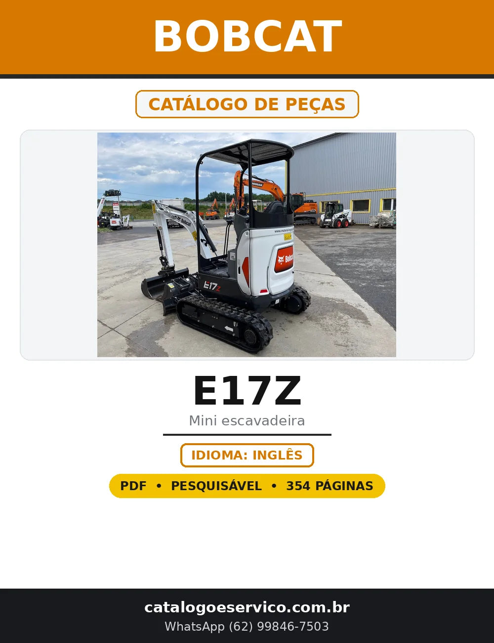 Capa do Catálogo de Peças Bobcat E17Z em PDF com 354 páginas