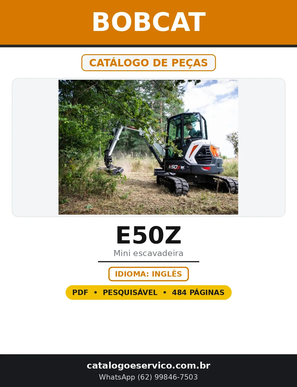 Capa do Catálogo de Peças Bobcat E50Z em PDF com 484 páginas
