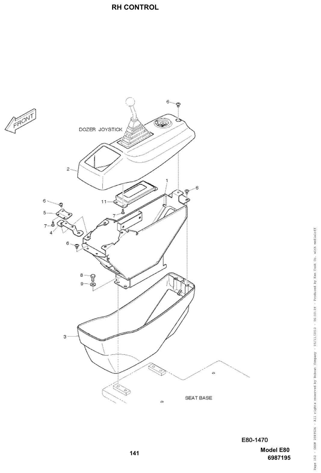 Página interna do Catálogo de Peças Bobcat E80 — Escavadeira compacta