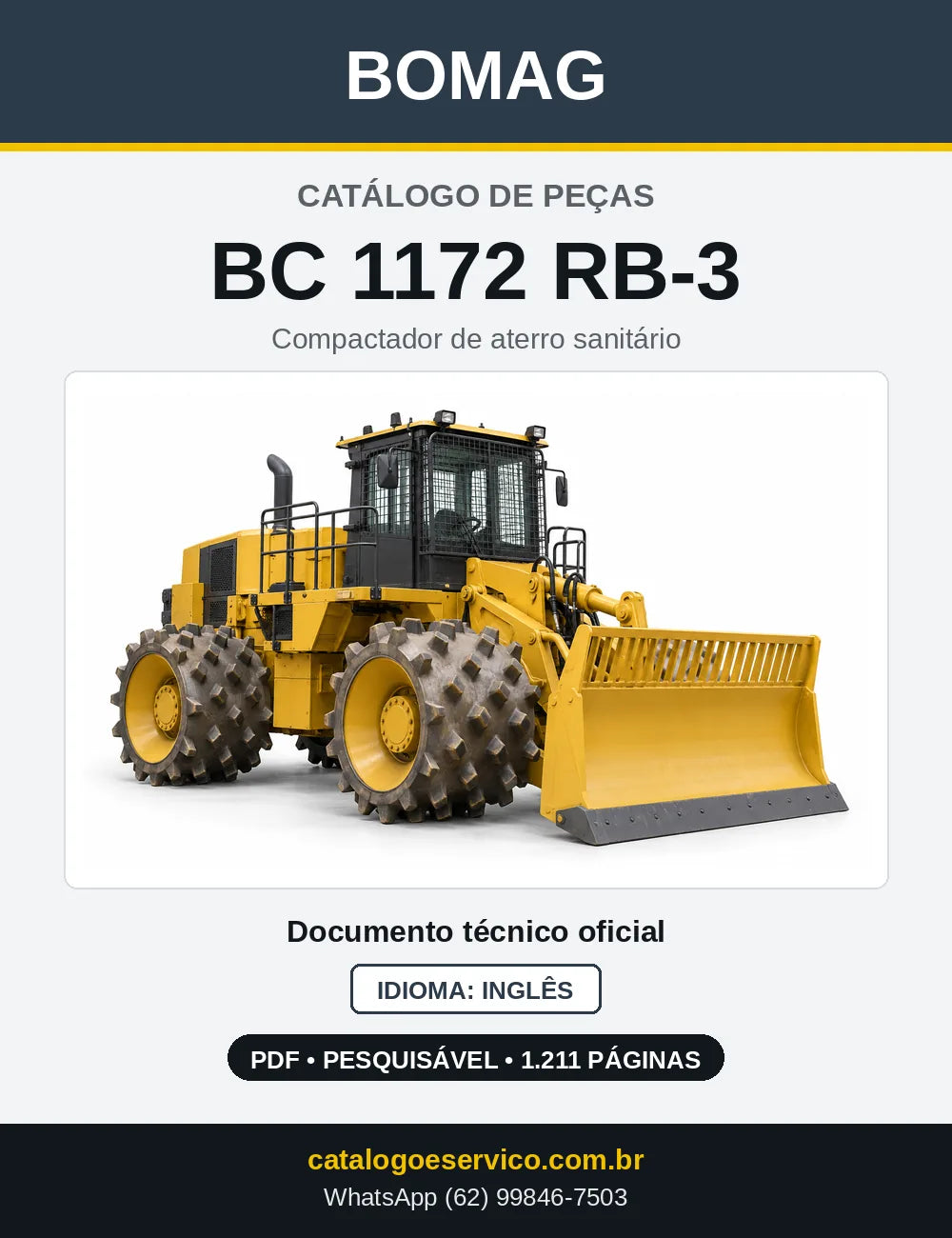 Capa do Catálogo de Peças Bomag BC 1172 RB-3 em PDF