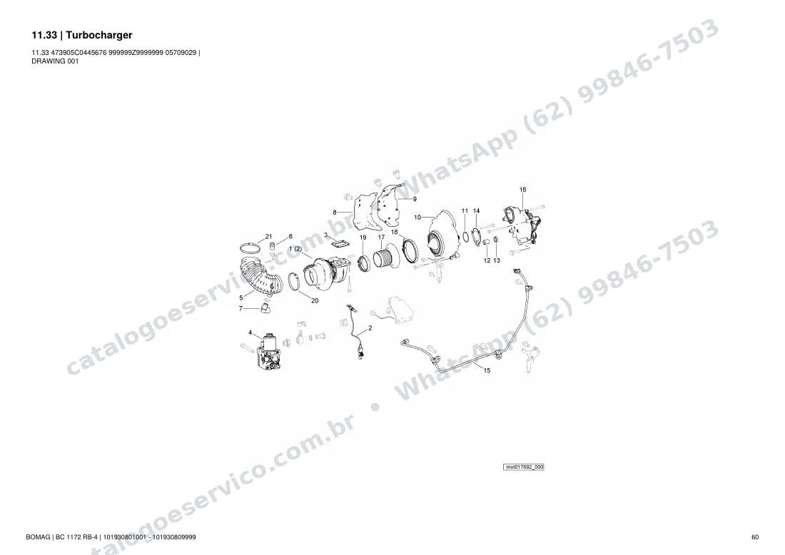 Catálogo de peças Bomag BC 1172 RB-4: vista explodida do conjunto 11.33 Turbocharger