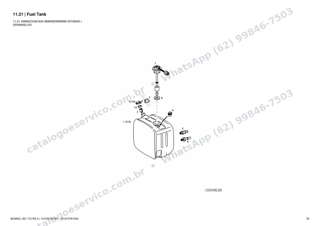 Catálogo de peças Bomag BC 772 RS-3: vista explodida do conjunto 11.21 Fuel Tank